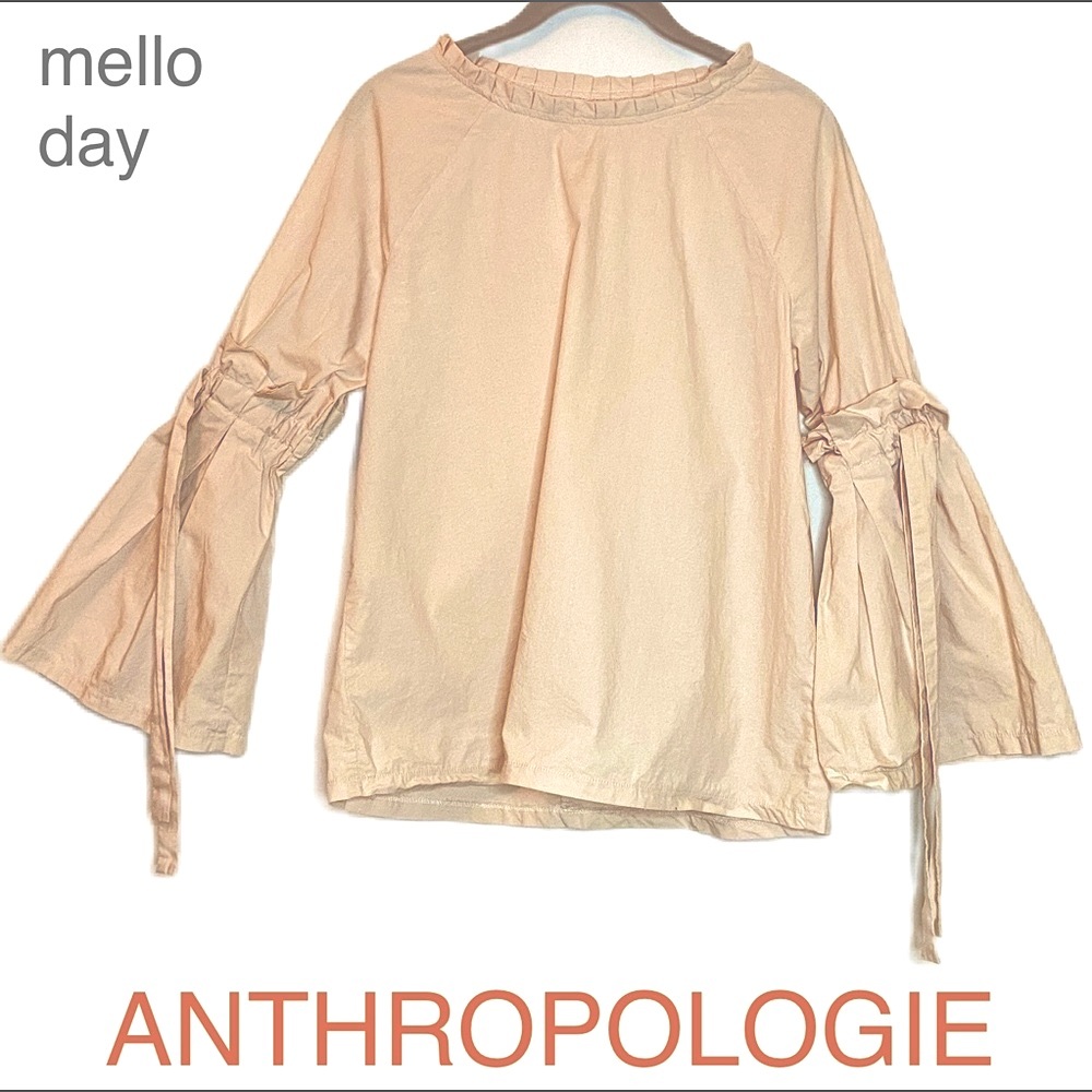 Melloday Anthropologie Apricot Cream Top Blouse,100%Cotton,Small, A+ Condition